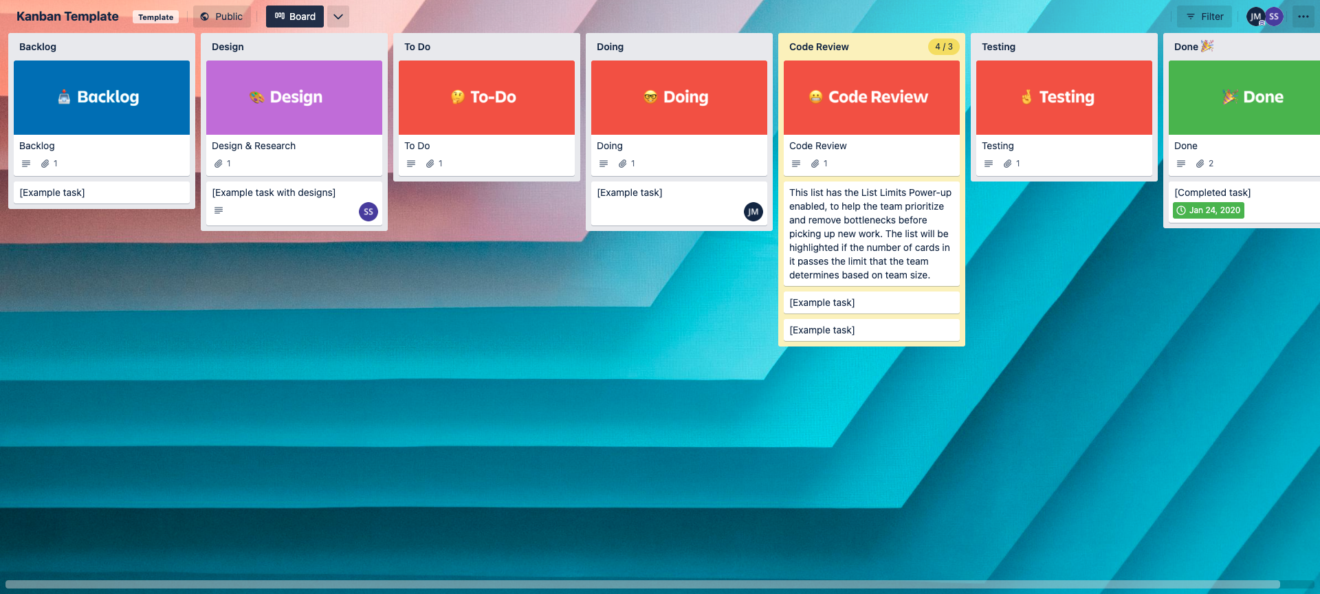 Trello Kanban board
