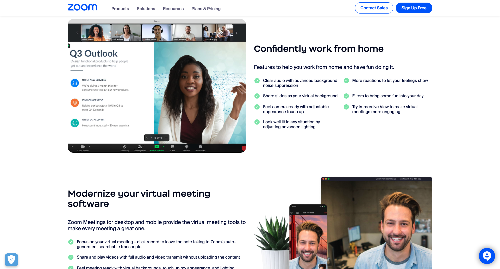 Screenshot from Zoom website
