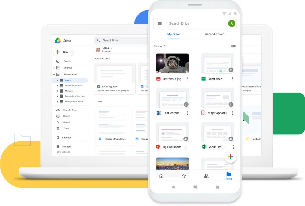 Screenshots of Google Drive