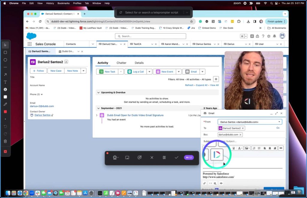 Dubb Salesforce Integration button