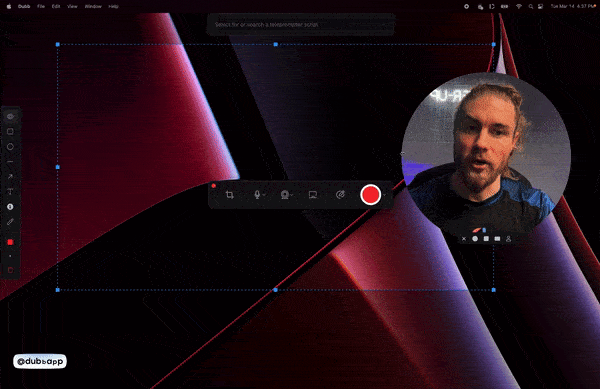 Changing the size and shape of webcam feed on the Dubb desktop app