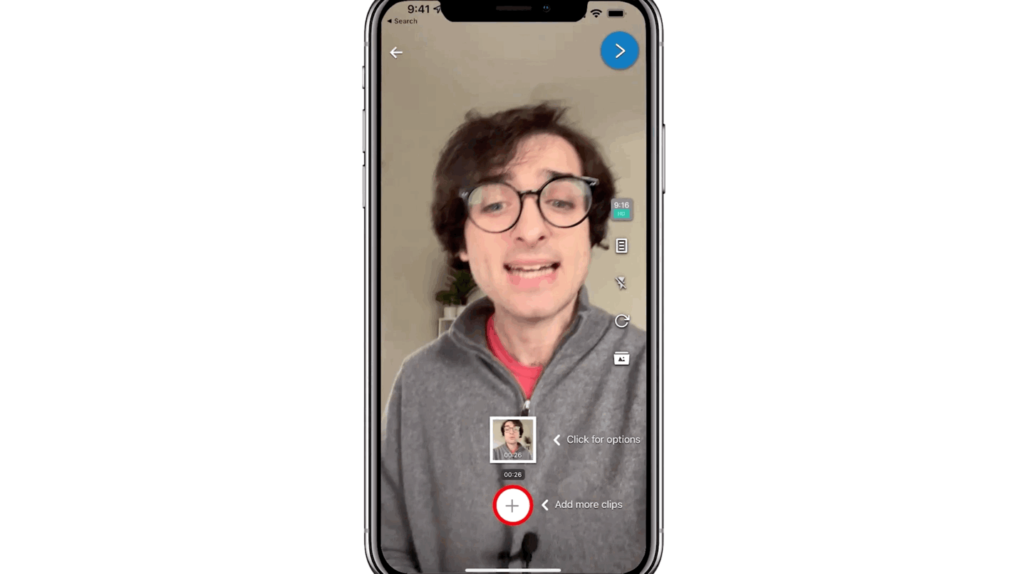 Recording a video using Dubb mobile app