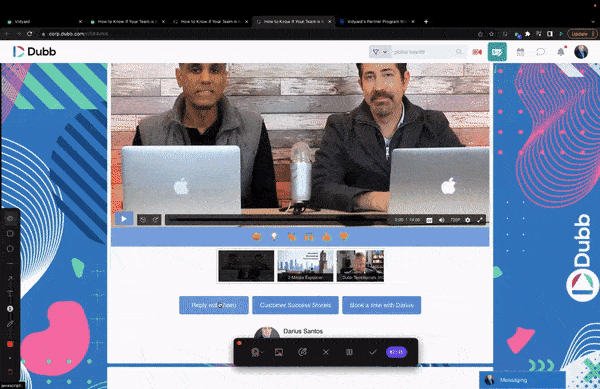 Clicking on the reply with video call to action button on a Dubb video landing page