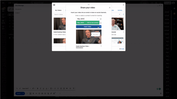 Inserting a Dubb video animated GIF preview into an email