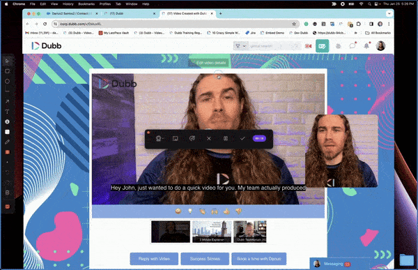 Dubb video landing page opened from Salesforce email