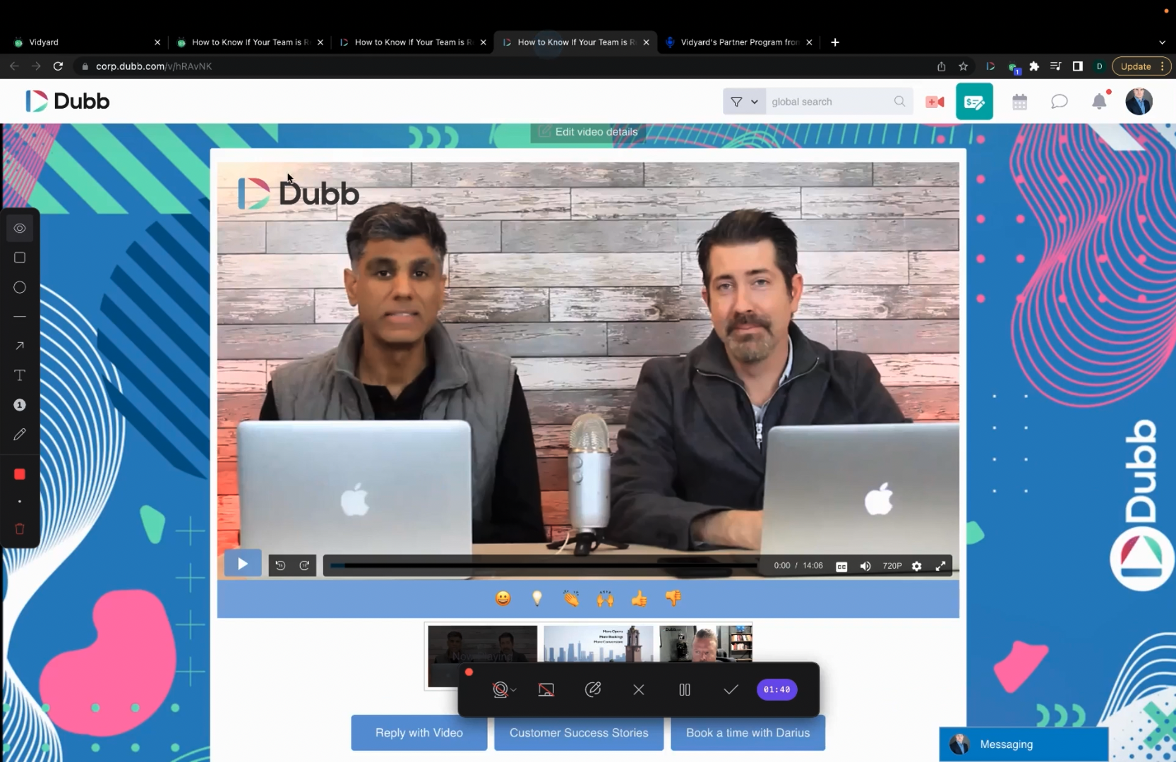 Dubb video landing page with custom logo, watermark, and background