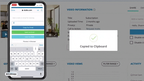 Dubb's Personalization Text Feature