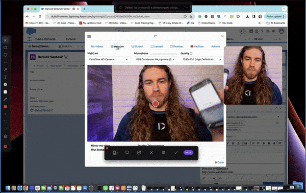 Recording from the Dubb Salesforce integration and using the Dubb mobile app whiteboard feature