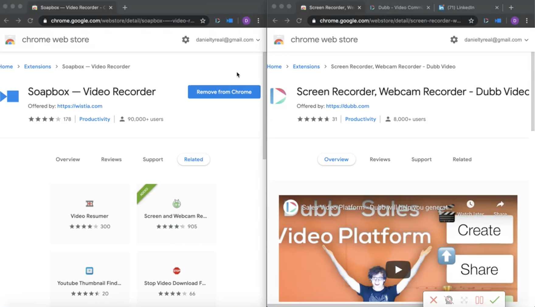 Comparing Wistia Soapbox and Dubb’s Chrome Extensions