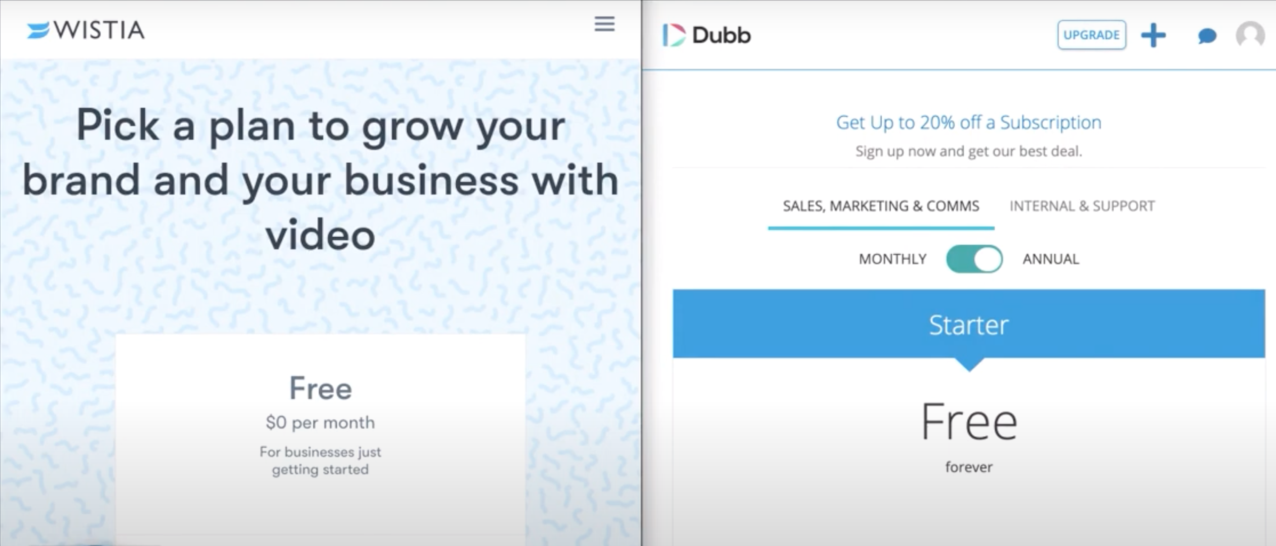 Wistia Pricing vs Dubb Pricing - Compare and Save