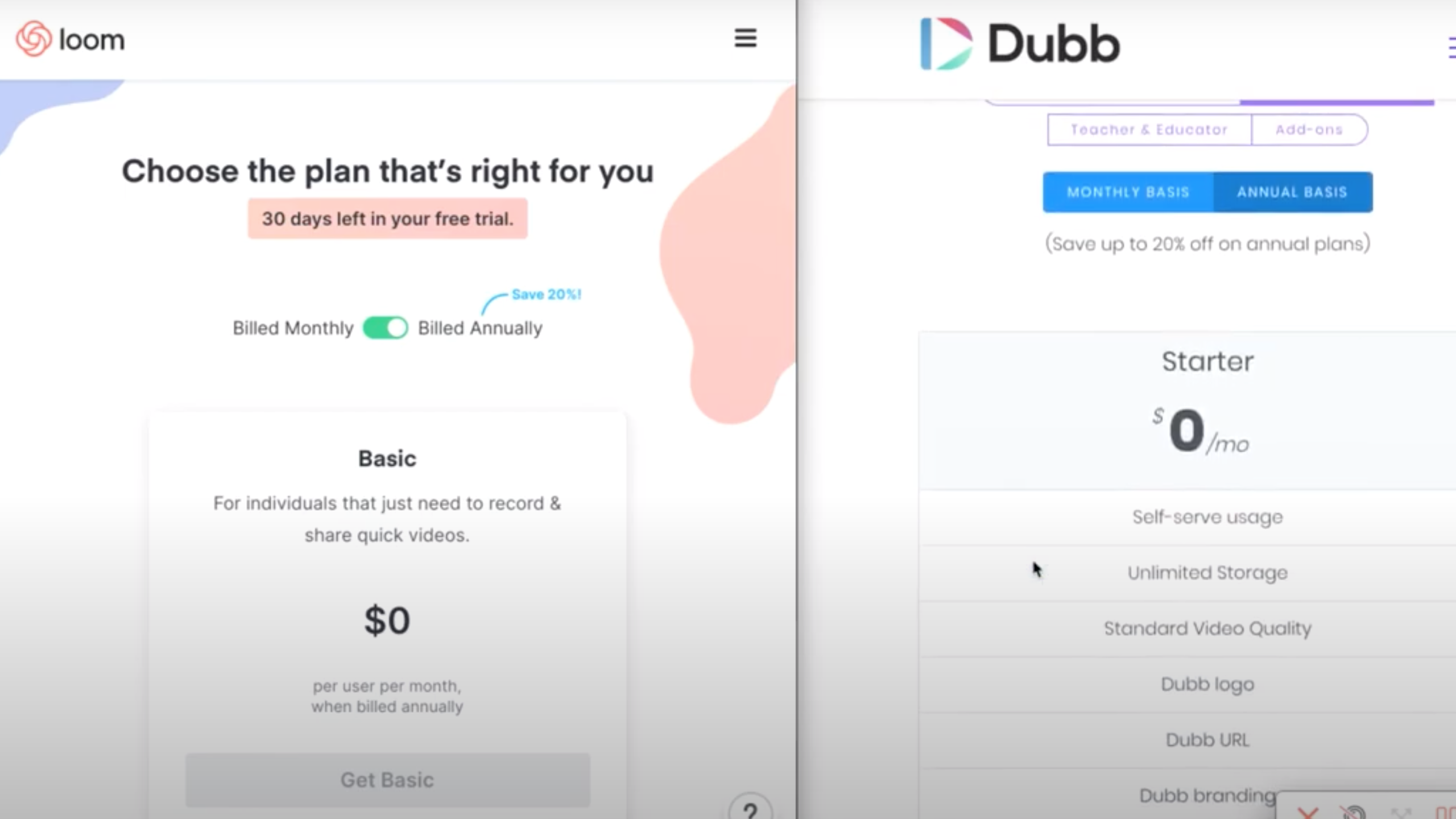 Loom Pricing vs Dubb Pricing: What's the Cost?