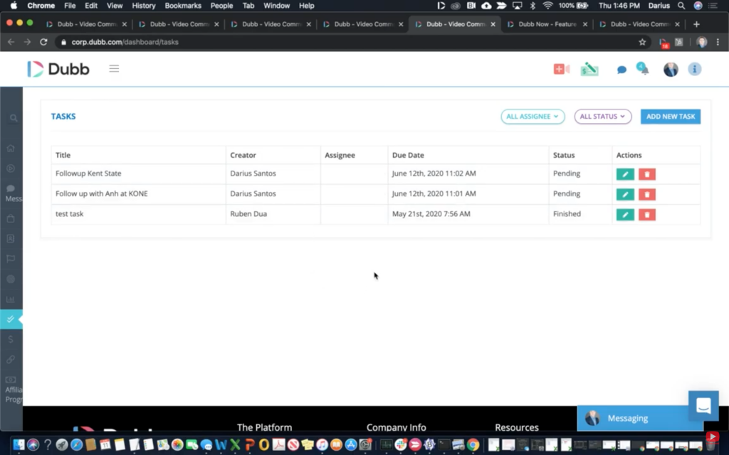 Dubb CRM Tasks