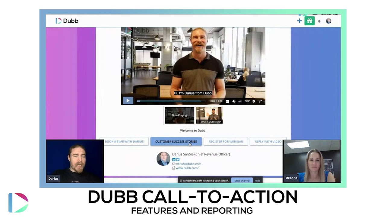Dubb Call to Action Features and Reporting