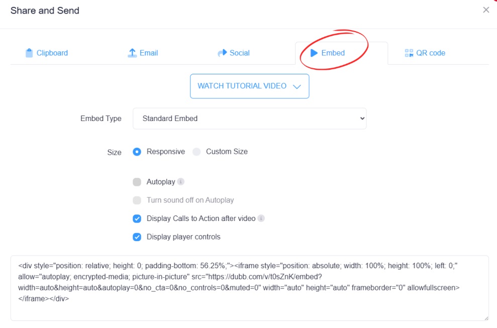 embed video tab