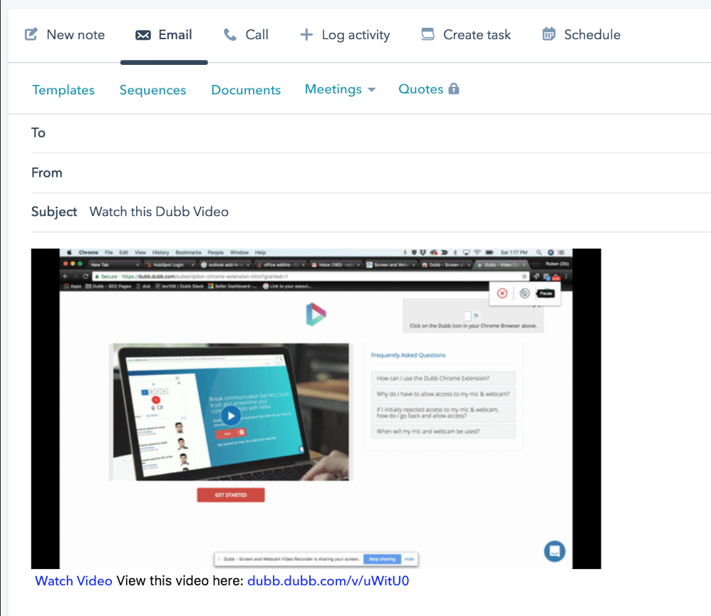 send video from hubspot
