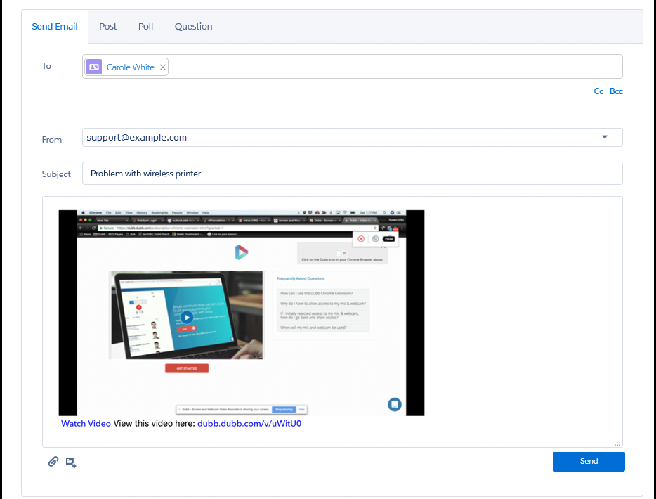 send video from Salesforce