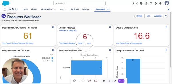 Track Team Bandwidth With JobSuite V1 - Click Display Images to view thumbnail
